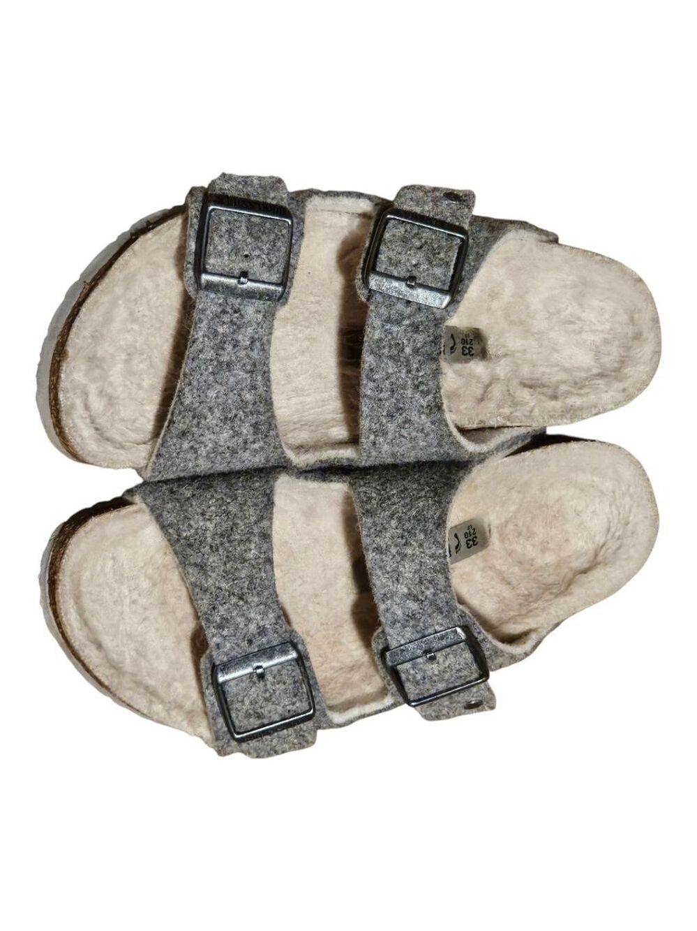 Kids' Birkenstock Grey Beige Shearling Lined Sandals US 2 (Little Girl) - Picture 10 of 15